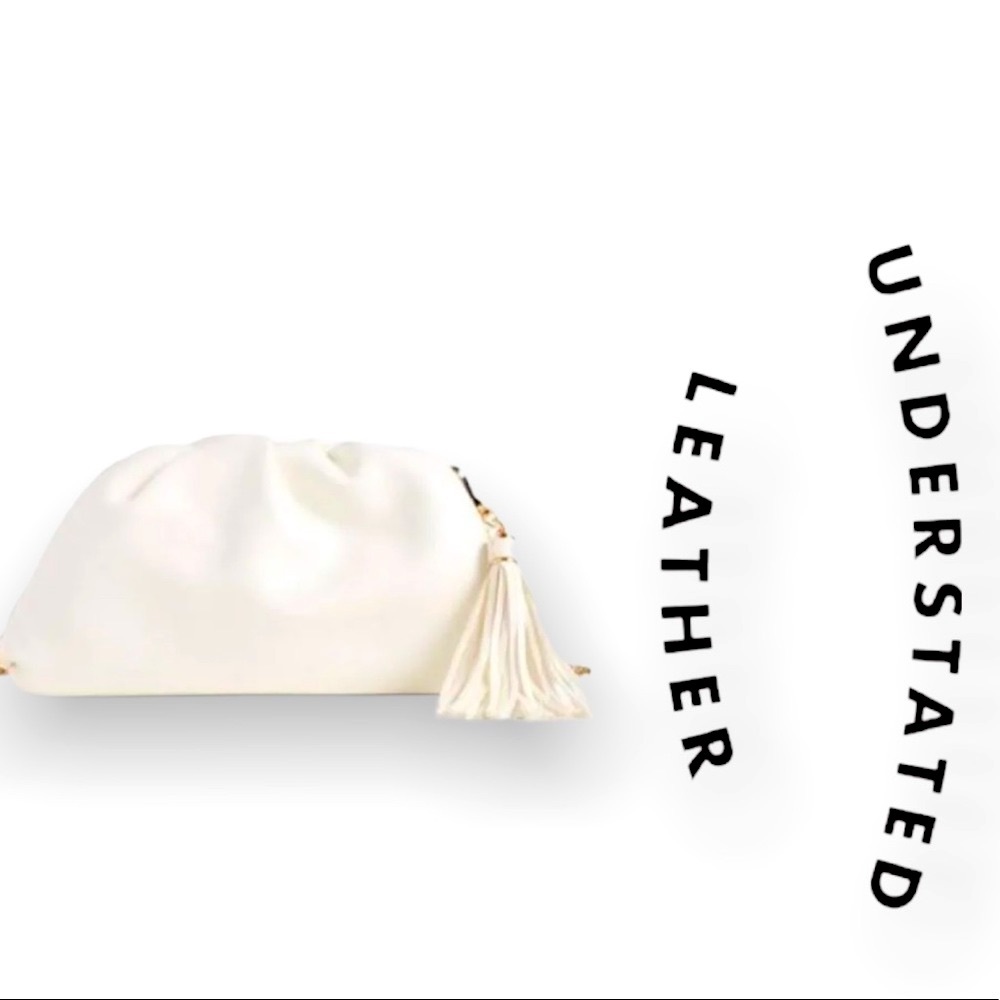 NEW Understated Leather Clutch with Removable Crossbody Chain & Tassel 1 Left! - Picture 6 of 8